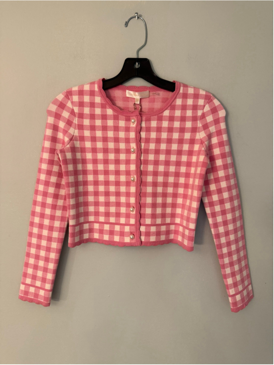 LoveShackFancy Other - LoveShackFancy Alhambra Gingham Cardigan Jacket Pink Pearl Girls Size 10 NWT